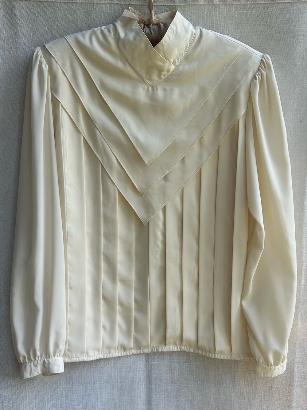 Vintage Cream Pleated Layered Blouse